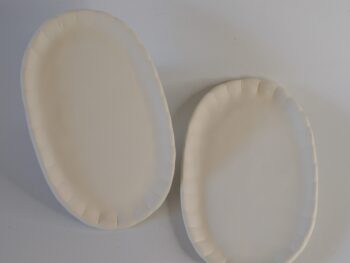 Ciotola ciotolino ovale smerlato in terracotta bianca cm 15,5x10x2