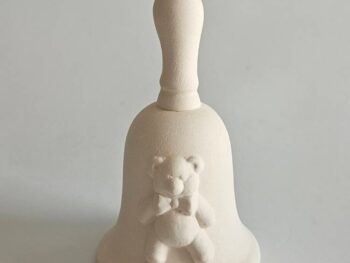 Campanella terracotta bianca con disegno orso cm 10