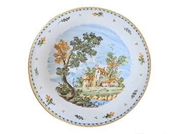 Piatto ceramica di castelli paesaggio