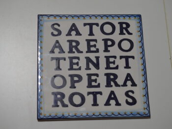 Mattonella dipinta a mano SATOR