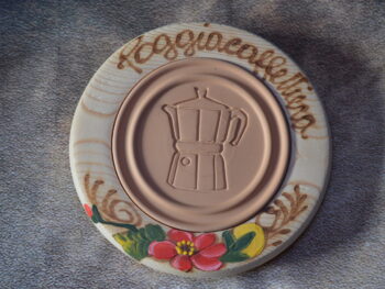 Poggiacaffettiera rotondo con terracotta cm 14