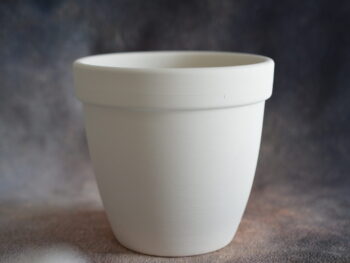 Porta vaso in terracotta bianca con bordo. diam. cm 12 altezza cm 11