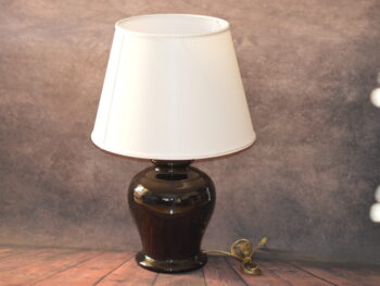 Lampada nera in ceramica di Castelli dipinta a mano cm 62