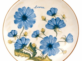 Piatto in ceramica di castelli dipinto a mano soggetto fiori