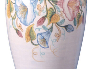 Vaso portaombrelli in ceramica di Castelli dipinto a mano soggetto Calle cm 30 x 51