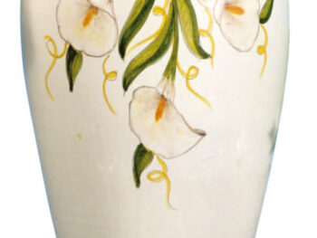 Vaso portaombrelli in ceramica di Castelli dipinto a mano soggetto Calle cm 30 x 51