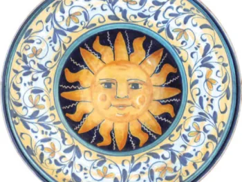 Piatto in ceramica di Castelli soggetto sole cm 38