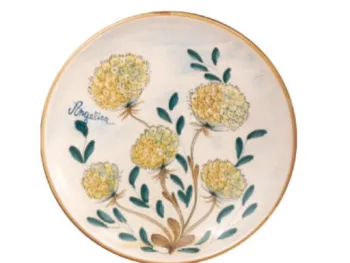 Piatto in ceramica di castelli dipinto a mano soggetto fiori