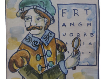 Mattone ceramica dipinto a mano Oculista