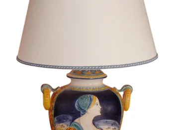 Lampada in ceramica di Castelli disegno Orsini Colonna cm 58