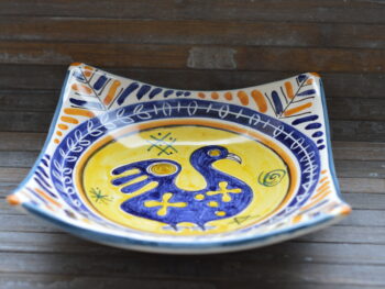 Piatto Quadrato in Ceramica di Castelli 25x25 - Maiolica Italiana Fatta a Mano