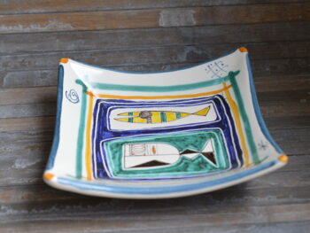 Piatto Quadrato in Ceramica di Castelli 25x25 - Maiolica Italiana Fatta a Mano
