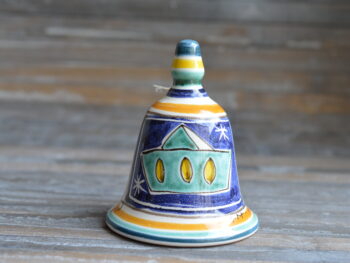 Campanella in Ceramica di Castelli - Maiolica Fatta a Mano con Barca Geometrica