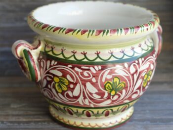 Portavaso in Ceramica di Castelli h 14 cm - Cachepot con Manici Fatto a Mano
