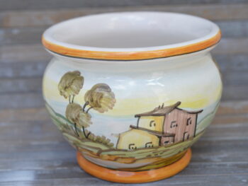 Portavaso in Ceramica di Castelli 13x11 cm  Fatto a Mano Panorama