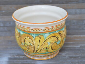 Portavaso in Ceramica di Castelli 13x11 cm  Fatto a Mano fioraccio