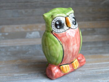Gufo in Ceramica Dipinto a Mano da Ceramisti di Castelli 18cm | Maiolica Artistica d'Abruzzo Fatta a Mano | Idea Regalo Portafortuna (Copia)