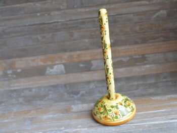 Penna in Ceramica di Castelli Dipinta a Mano, Penna da Scrivania con Base, Artigianato Abruzzese, Idea Regalo Scrittoio Ufficio, 15 cm